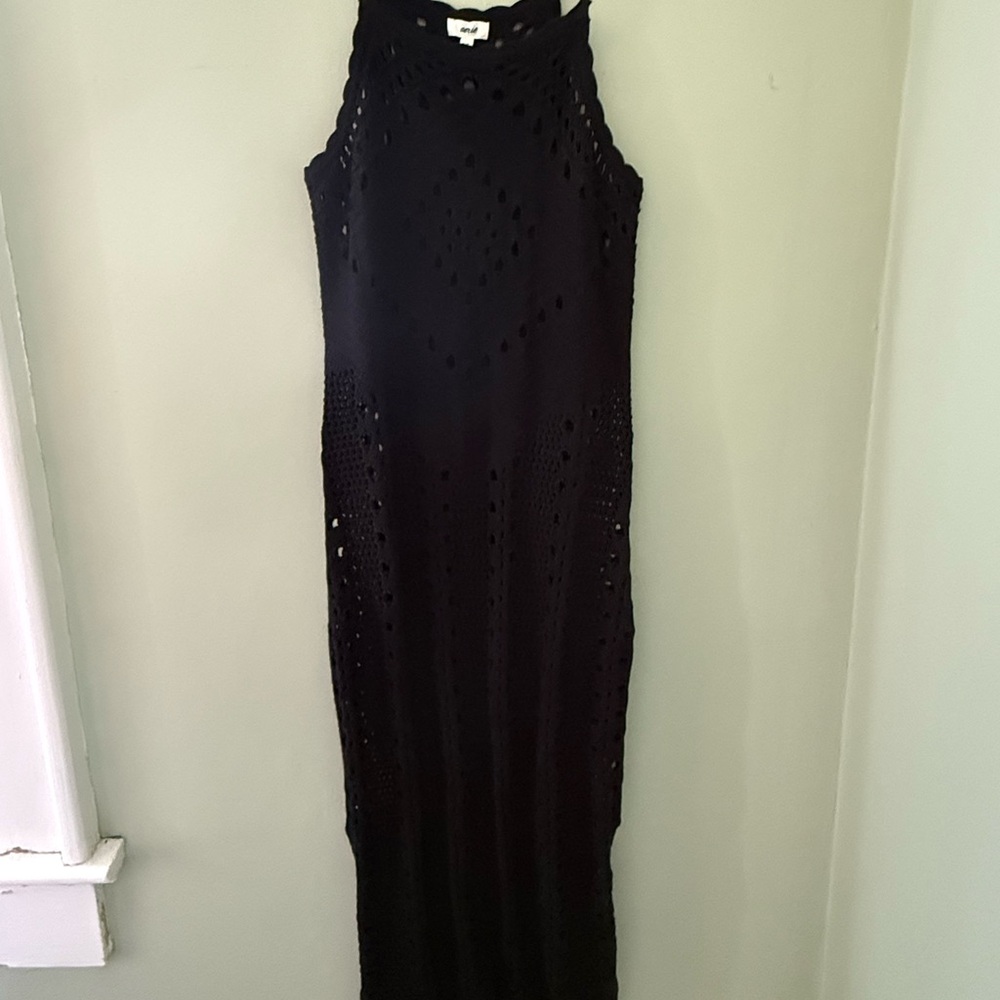 Aerie Black Crochet Maxi Dress